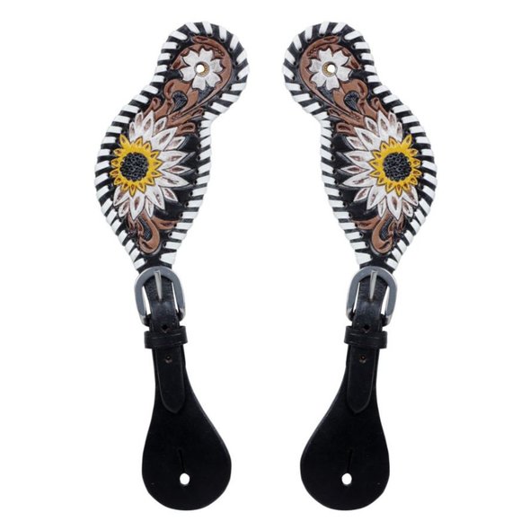 MYRA BAG Propeller Sunflower Floral Hand Tooled Western Spur Straps NWT - Picture 1 of 6